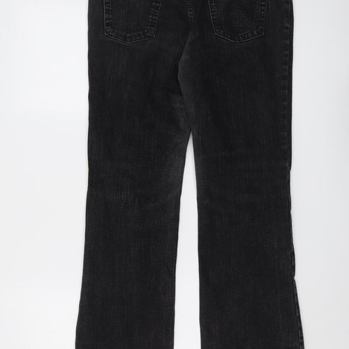 Per Una Womens Grey Cotton Bootcut Jeans Size 12 L27 in Regular Button