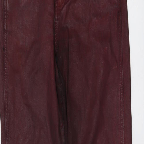 Zara Womens Red Cotton Skinny Jeans Size 8 L28 in Regular Button