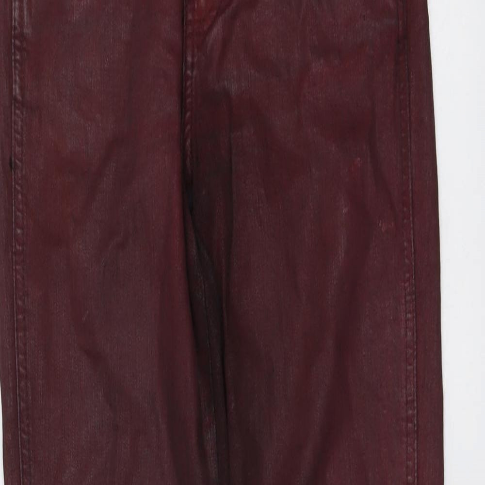 Zara Womens Red Cotton Skinny Jeans Size 8 L28 in Regular Button