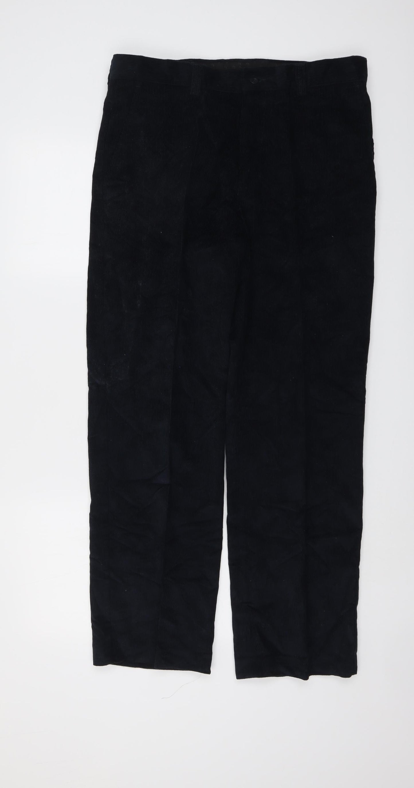 Farah Mens Blue Cotton Trousers Size 34 in L29 in Regular Button