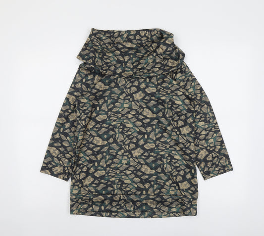 Klass Womens Multicoloured Geometric Polyester Basic Blouse Size S Roll Neck