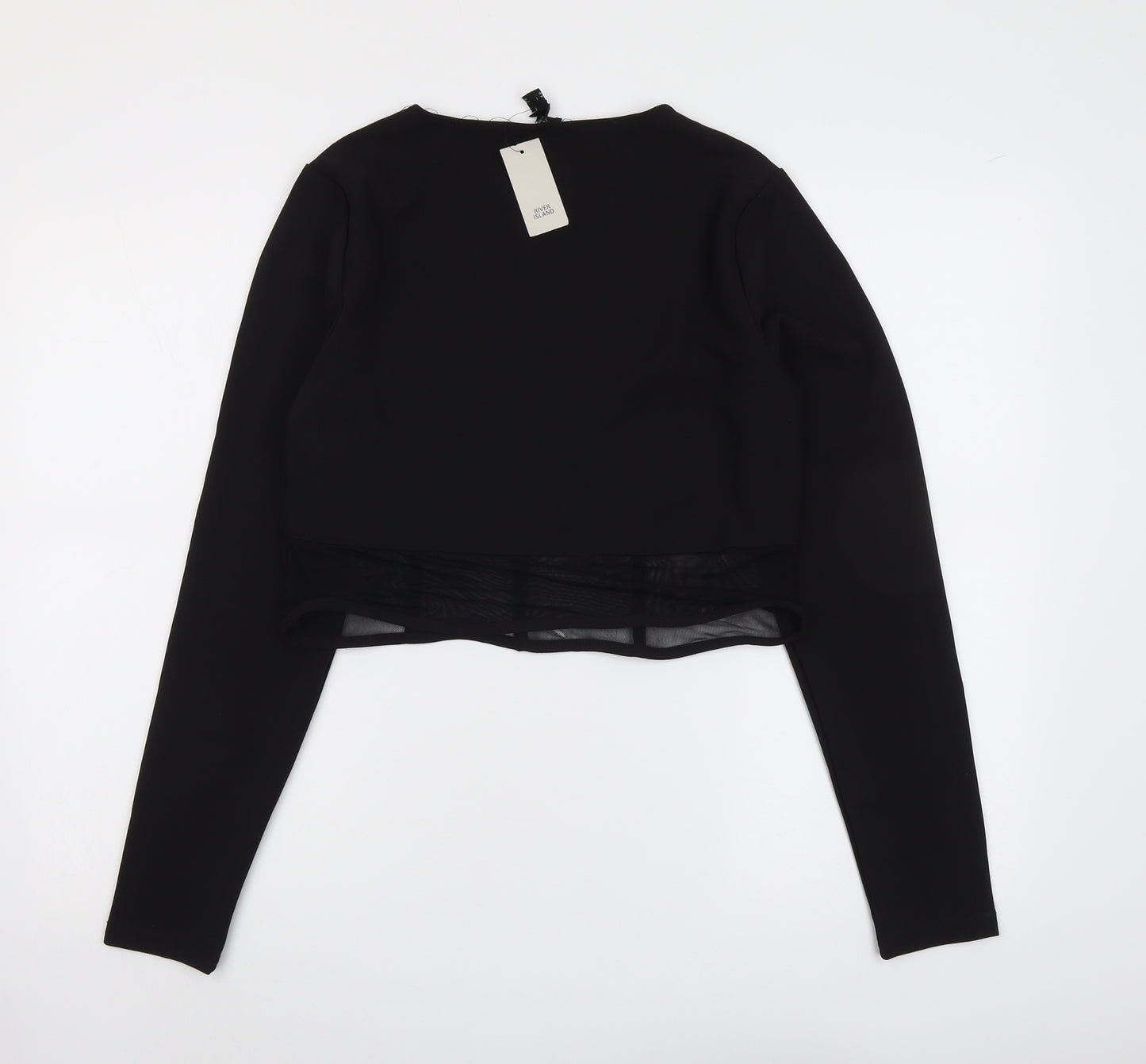 River Island Womens Black Polyester Basic Blouse Size 16 Round Neck