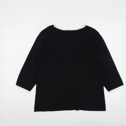 Berkertex Womens Black Boat Neck Viscose Pullover Jumper Size 16