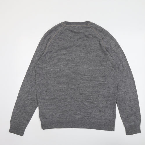 NEXT Mens Grey Round Neck Cotton Pullover Jumper Size L Long Sleeve