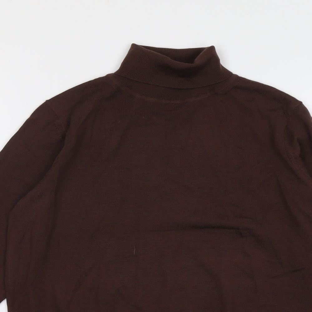 Marks and Spencer Womens Brown Roll Neck Wool Pullover Jumper Size 10