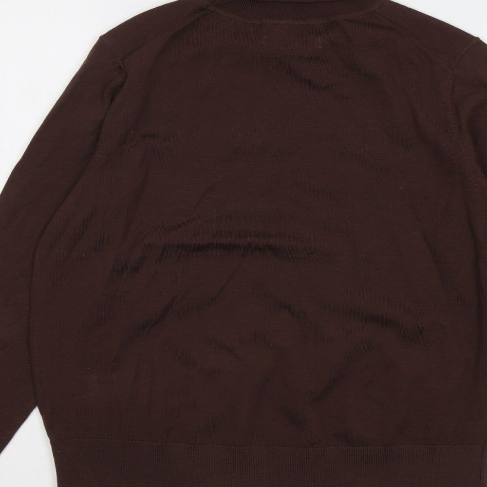 Marks and Spencer Womens Brown Roll Neck Wool Pullover Jumper Size 10
