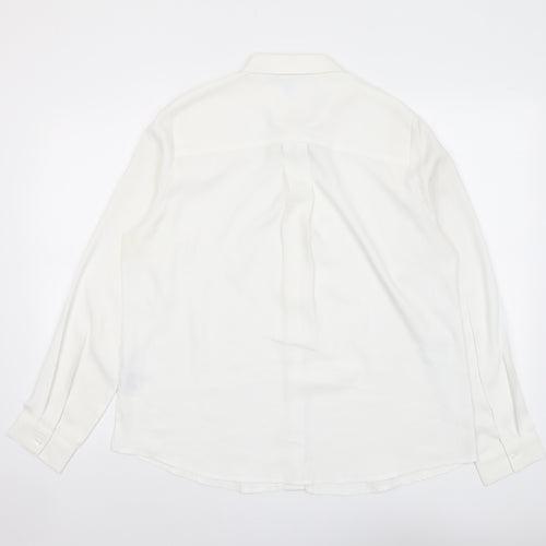 New Look Womens White Polyester Basic Button-Up Size 16 Collared