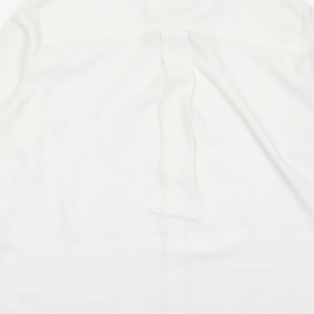 New Look Womens White Polyester Basic Button-Up Size 16 Collared