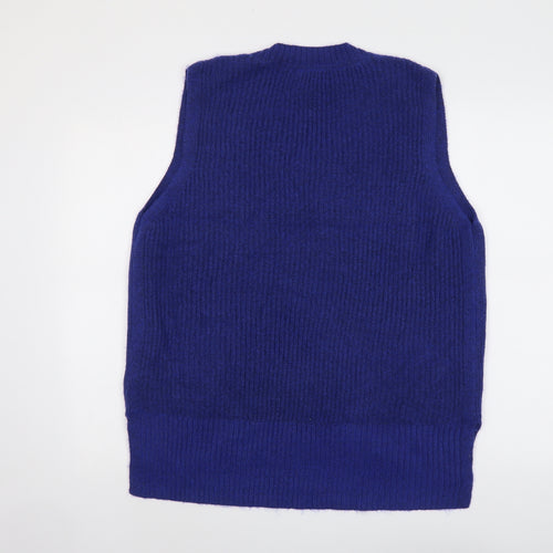 Marks and Spencer Womens Blue V-Neck Polyester Vest Jumper Size L