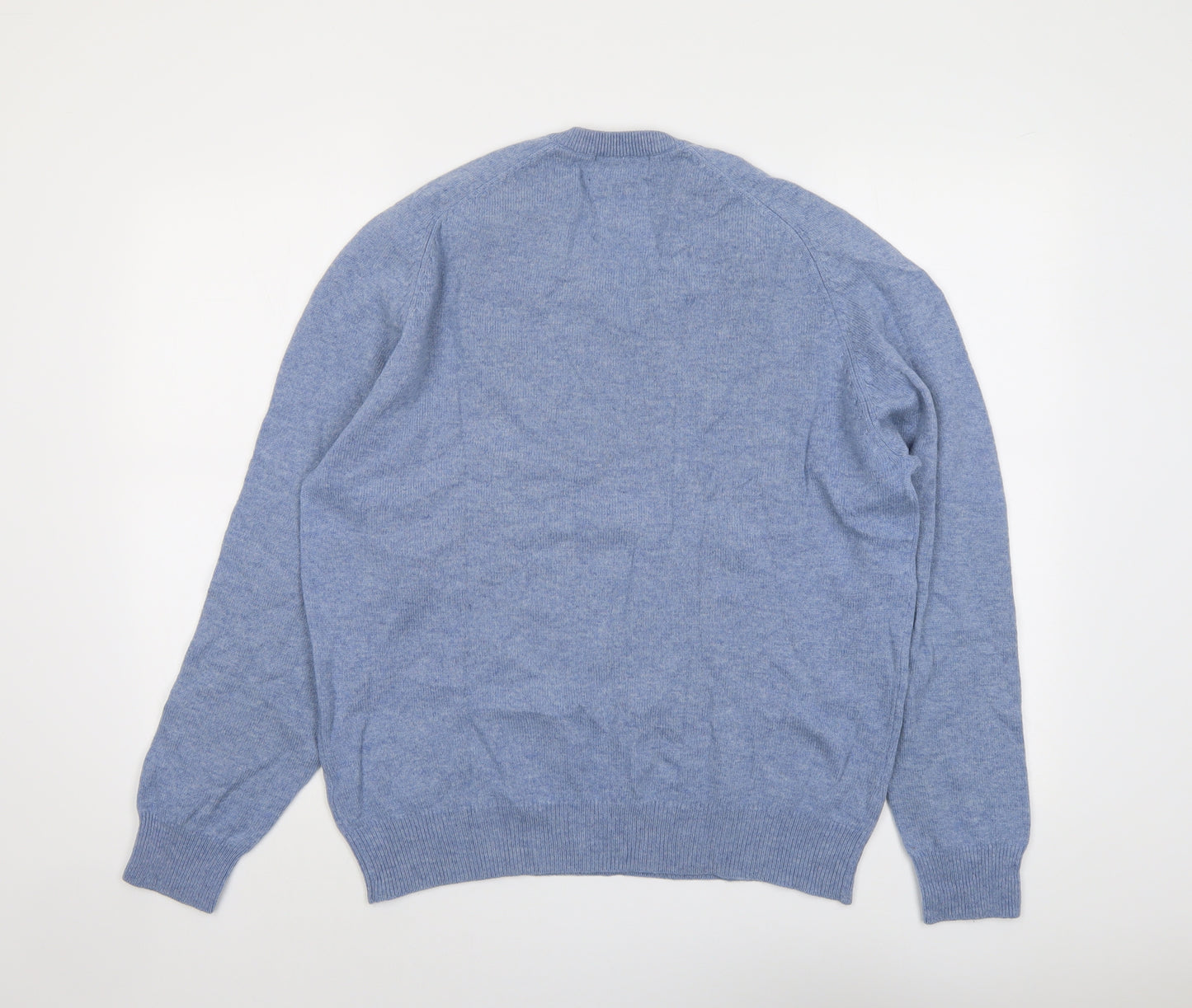 Blue Harbour Mens Blue V-Neck Wool Pullover Jumper Size M Long Sleeve