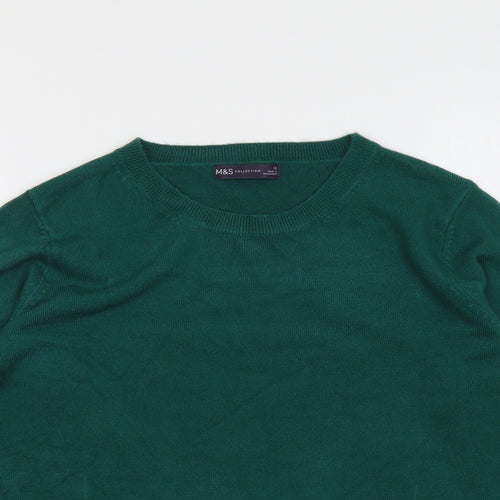 Marks and Spencer Womens Green Round Neck Acrylic Pullover Jumper Size 12