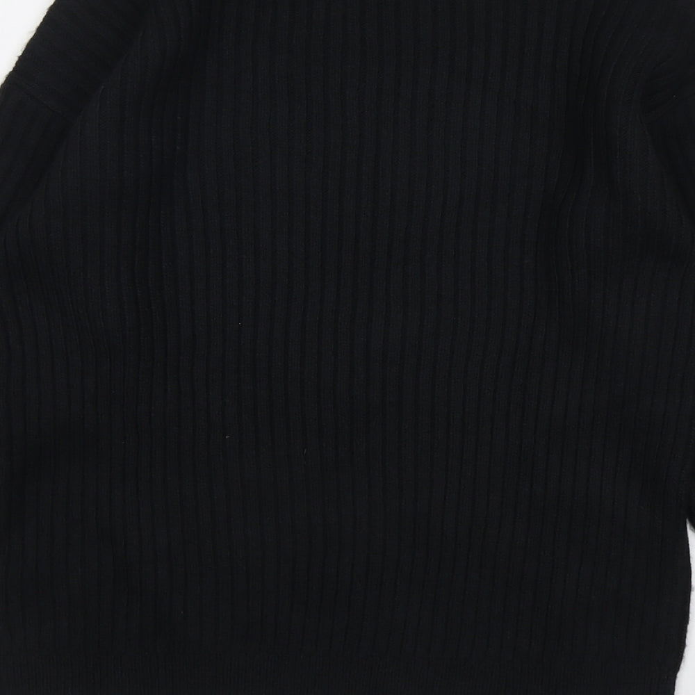 Marks and Spencer Womens Black Round Neck Polyester Pullover Jumper Size S