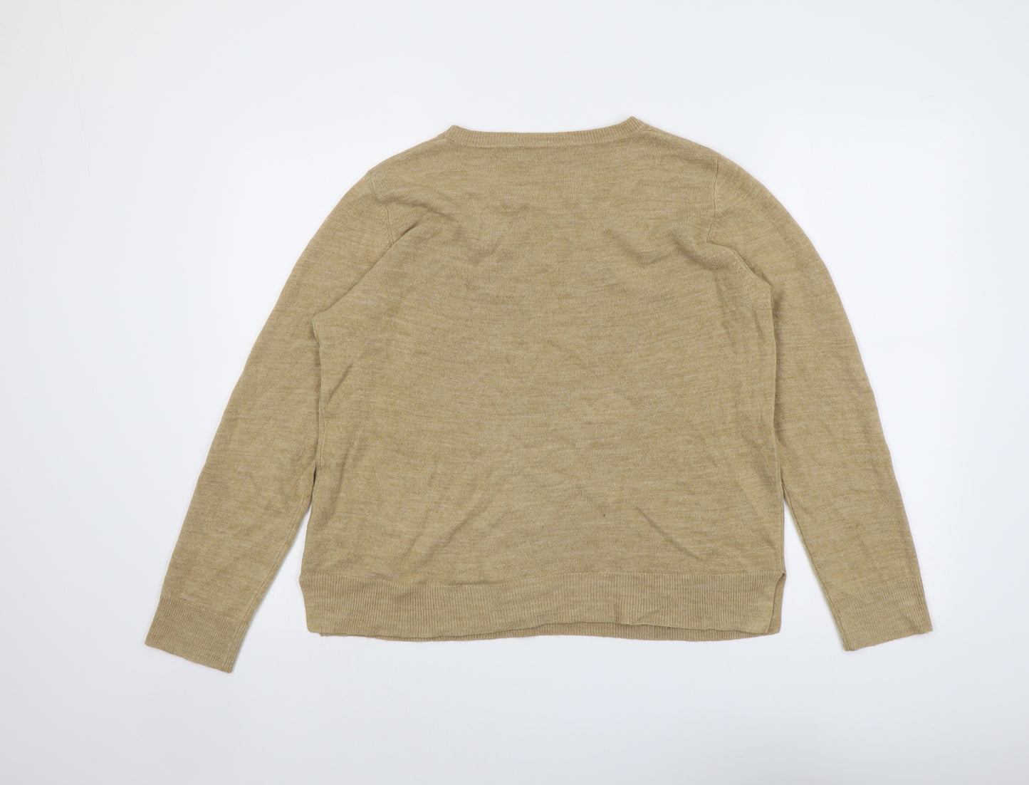 Marks and Spencer Womens Beige Round Neck Acrylic Pullover Jumper Size 16