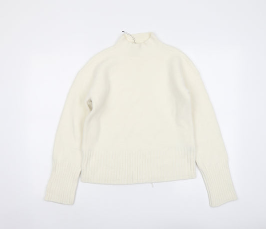 Marks and Spencer Womens Ivory Mock Neck Polyamide Pullover Jumper Size S