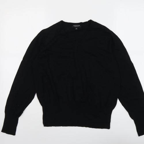 Debenhams Womens Black V-Neck Viscose Pullover Jumper Size 18