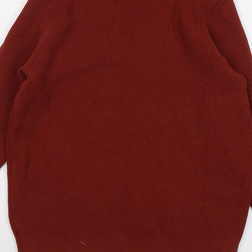 Marks and Spencer Mens Red Round Neck Polyester Pullover Jumper Size L Long Sleeve