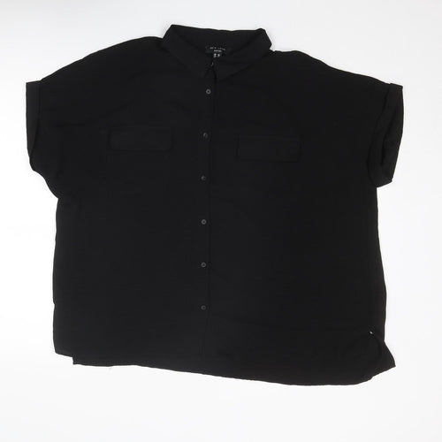 New Look Womens Black Polyester Basic Button-Up Size 20 Collared