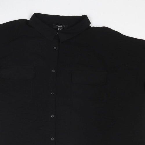 New Look Womens Black Polyester Basic Button-Up Size 20 Collared
