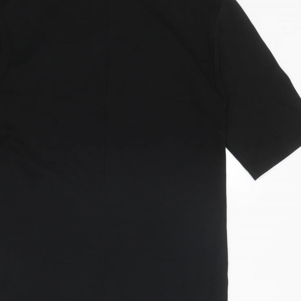 Zara Womens Black Cotton T-Shirt Dress Size M Roll Neck Pullover