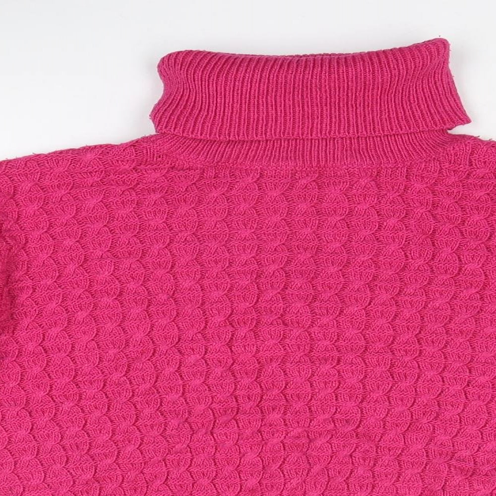 French Connection Womens Pink Roll Neck Acrylic Pullover Jumper Size M
