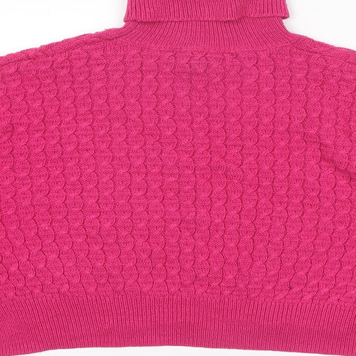 French Connection Womens Pink Roll Neck Acrylic Pullover Jumper Size M