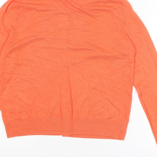 Marks and Spencer Womens Orange Round Neck Viscose Cardigan Jumper Size 10