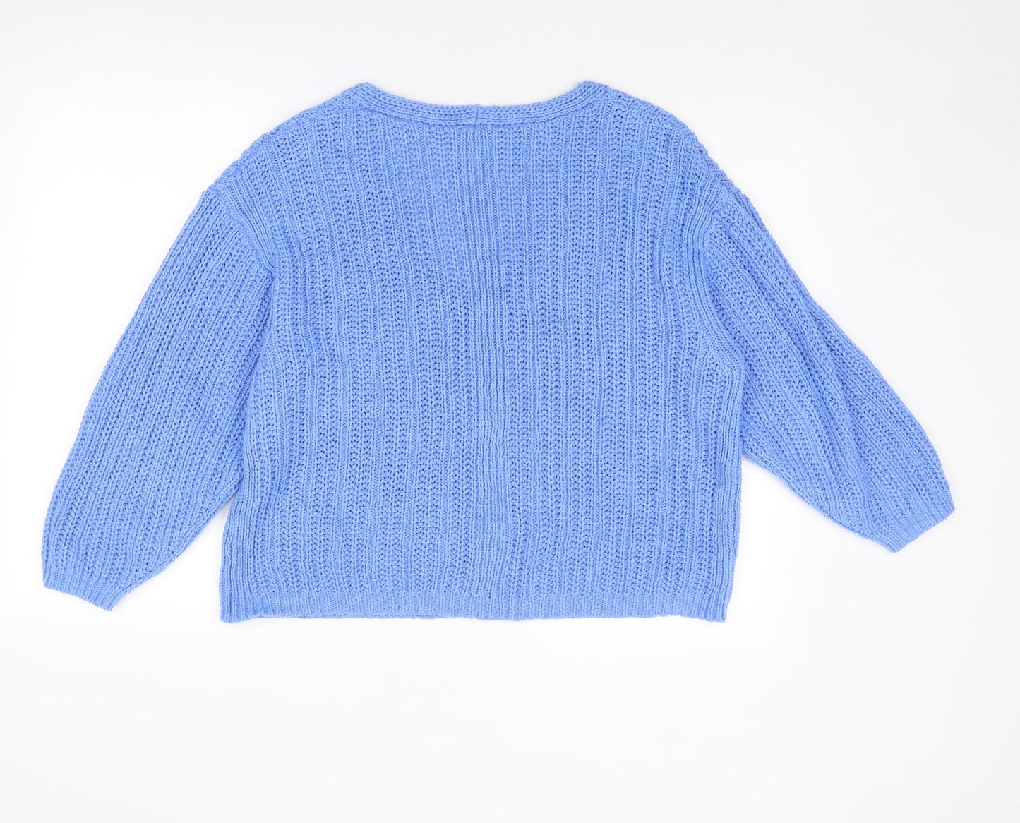 John Lewis Womens Blue V-Neck Cotton Pullover Jumper Size L
