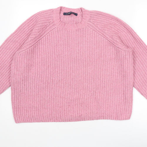 French Connection Womens Pink Crew Neck Acrylic Pullover Jumper Size M