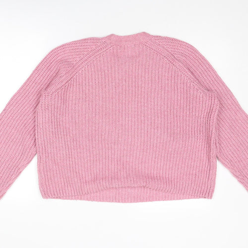 French Connection Womens Pink Crew Neck Acrylic Pullover Jumper Size M