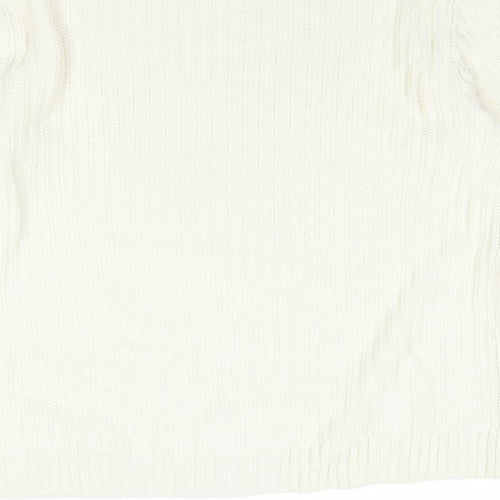 Zara Mens Ivory Round Neck Acrylic Pullover Jumper Size L Long Sleeve