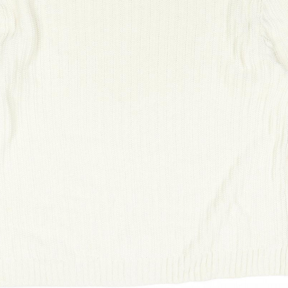 Zara Mens Ivory Round Neck Acrylic Pullover Jumper Size L Long Sleeve