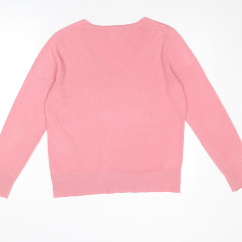 NEXT Womens Pink V-Neck Acrylic Pullover Jumper Size 14