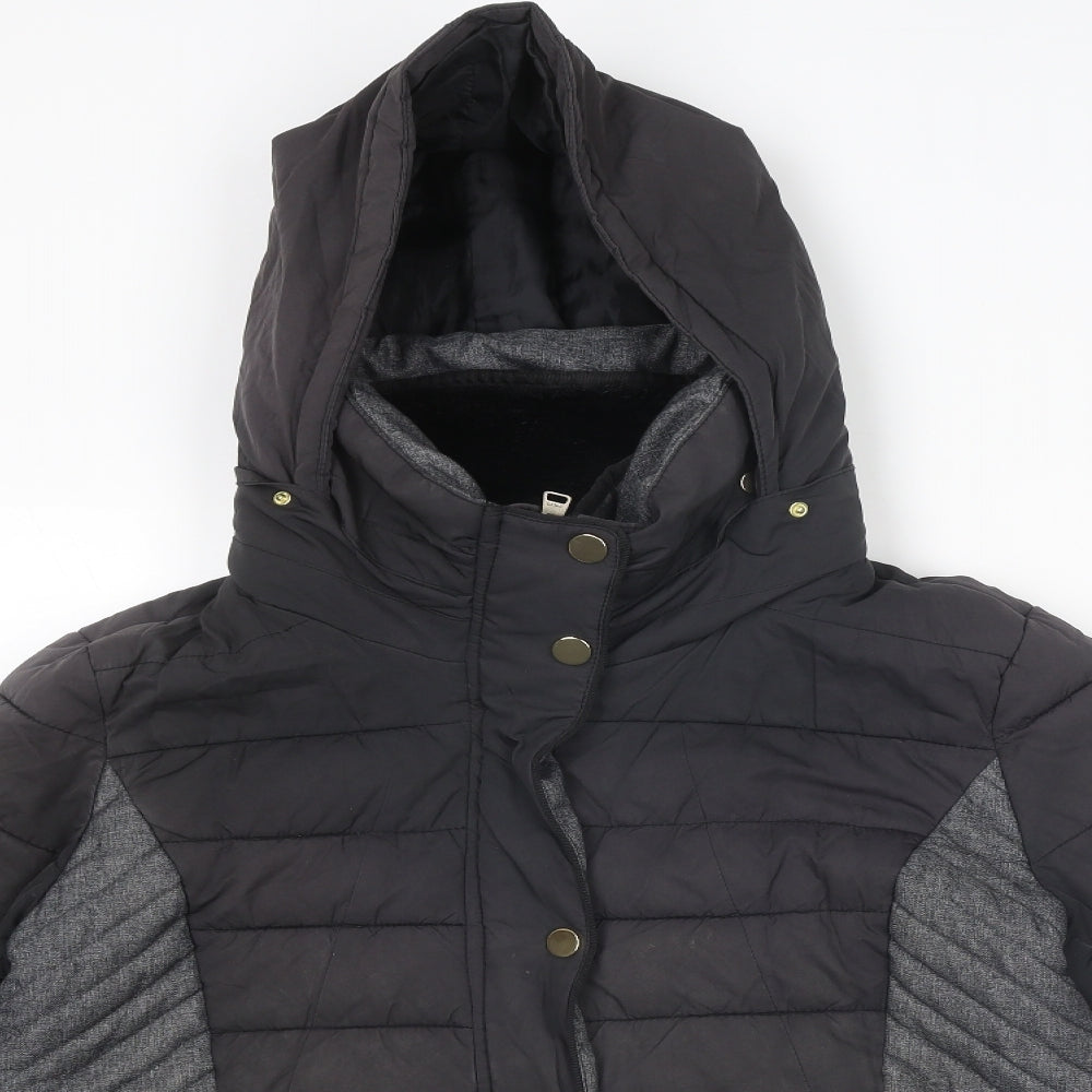 NEXT Womens Black Quilted Jacket Size 14 Zip