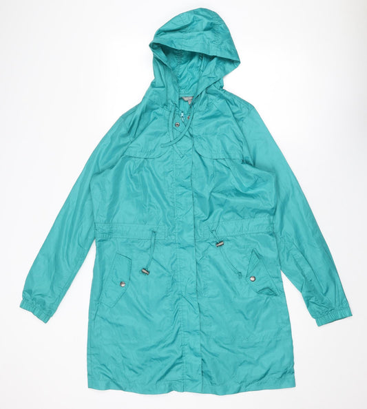 Marks and Spencer Womens Blue Rain Coat Coat Size S Zip