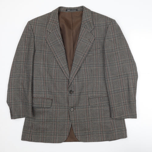 Dunn & Co Mens Brown Plaid Wool Jacket Suit Jacket Size 40 Regular