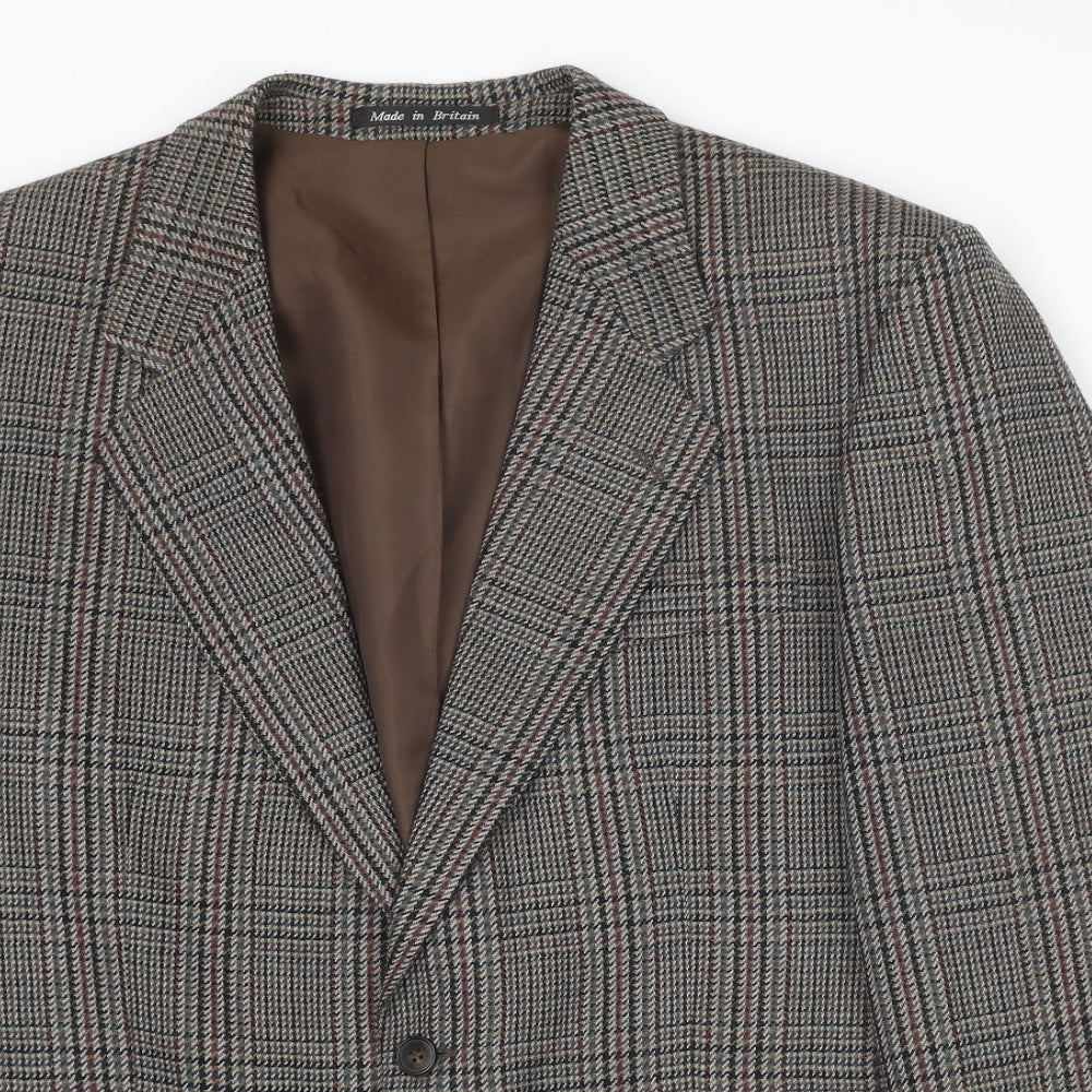 Dunn & Co Mens Brown Plaid Wool Jacket Suit Jacket Size 40 Regular