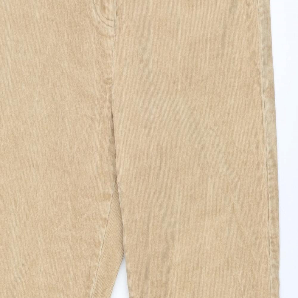Laura Ashley Womens Beige Cotton Trousers Size 12 Regular Zip