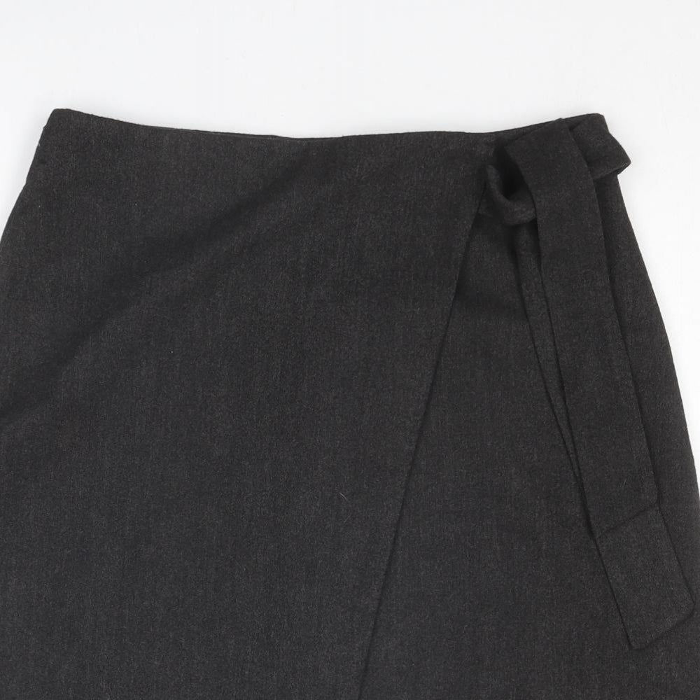 Therapy Womens Grey Polyester Wrap Skirt Size 10 Tie