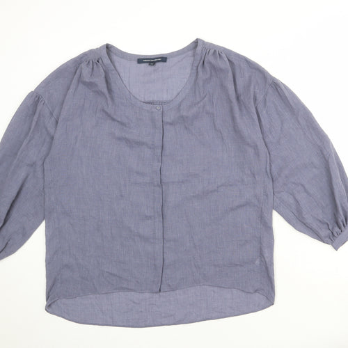 French Connection Womens Blue Polyester Basic Blouse Size XS Round Neck