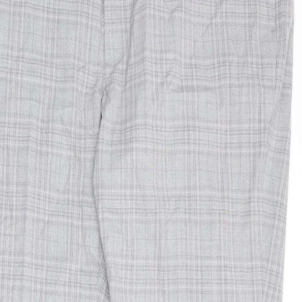 Marks and Spencer Mens Grey Plaid Polyester Chino Trousers Size 44 in Regular Zip