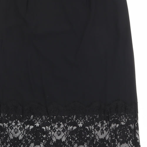 Marks and Spencer Womens Black Floral Polyester Pettiskirt Skirt Size 18 Zip