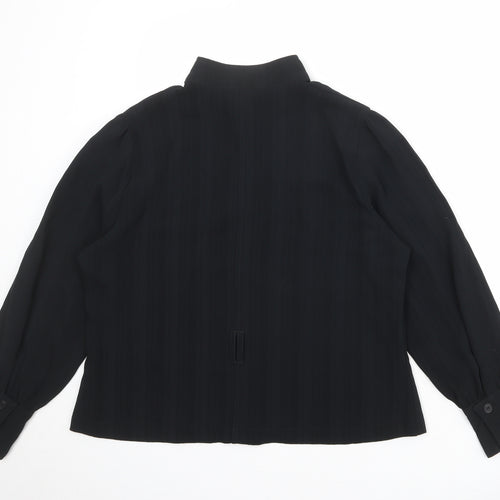 Marks and Spencer Womens Black Polyester Basic Blouse Size 16 Collared