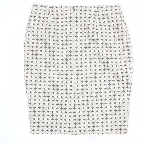 Marks and Spencer Womens Multicoloured Geometric Polyester Straight & Pencil Skirt Size 14 Zip