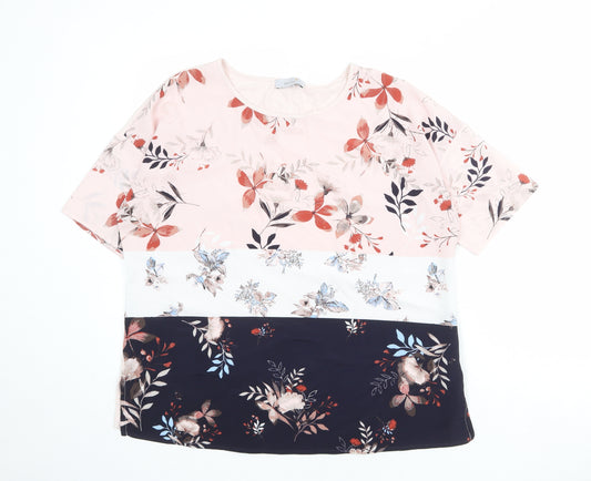 Per Una Womens Multicoloured Geometric Polyester Basic Blouse Size 16 Round Neck