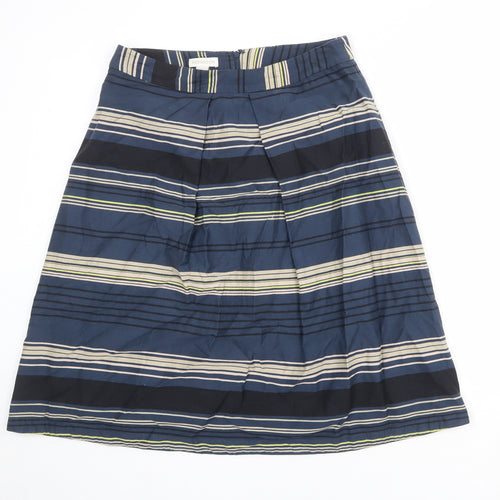 Monsoon Womens Multicoloured Striped Cotton A-Line Skirt Size 12 Zip