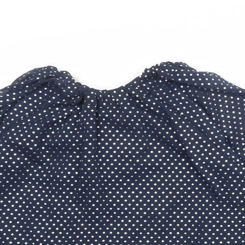 Marks and Spencer Womens Blue Polka Dot Polyester Basic Blouse Size 10 Round Neck