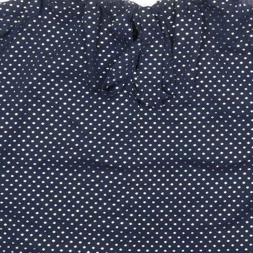 Marks and Spencer Womens Blue Polka Dot Polyester Basic Blouse Size 10 Round Neck