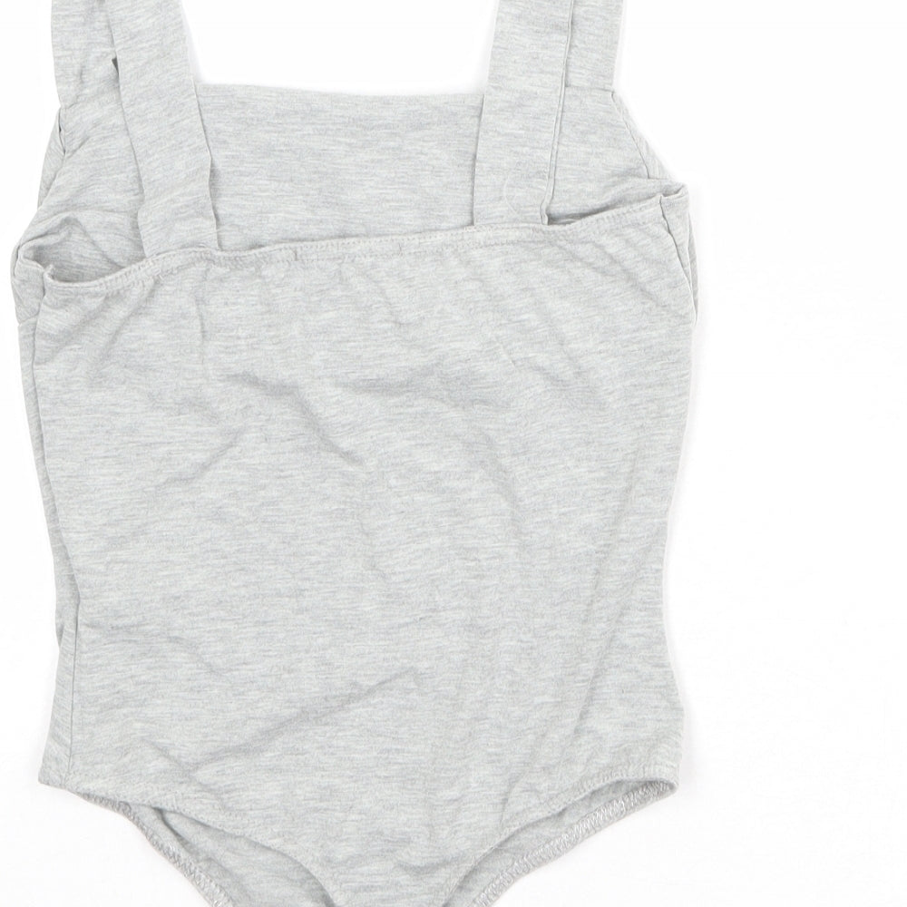 Missguided Womens Grey Viscose Bodysuit One-Piece Size 12 Snap