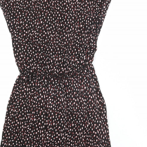 H&M Womens Black Geometric Cotton Shift Size S Boat Neck Pullover