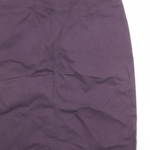 Marks and Spencer Womens Purple Cotton A-Line Skirt Size 14 Zip
